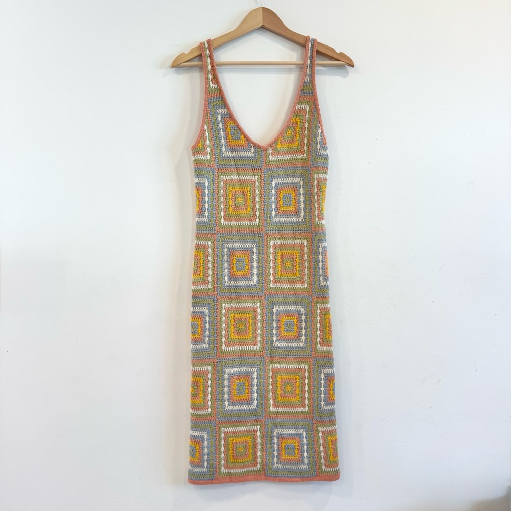 RVCA crochet vintage style Knit dress in multi-colour